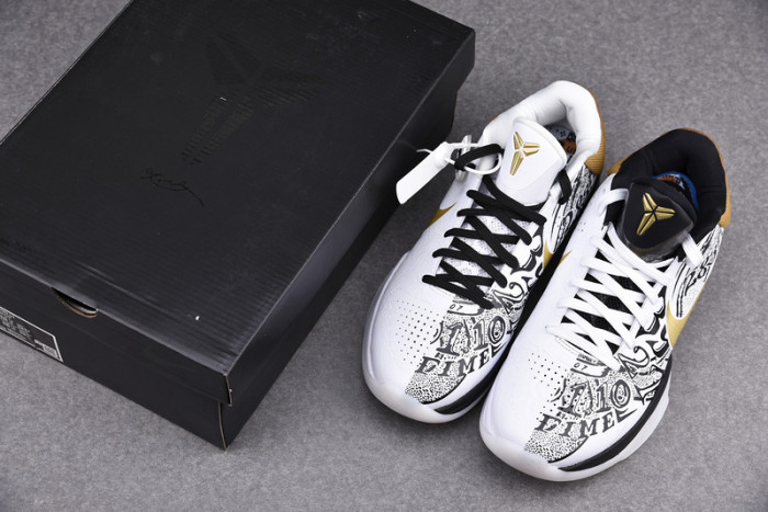 kobe 5 protro black/white/gold ct8044-100