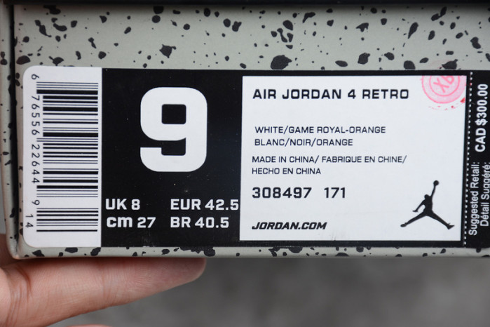 air jordan 4 white/bright crimson-royal blue 308497-171