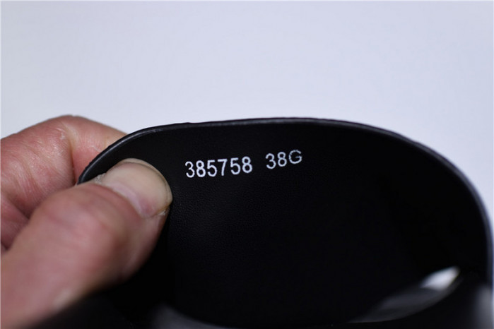 gc leather slide sandal with plaid