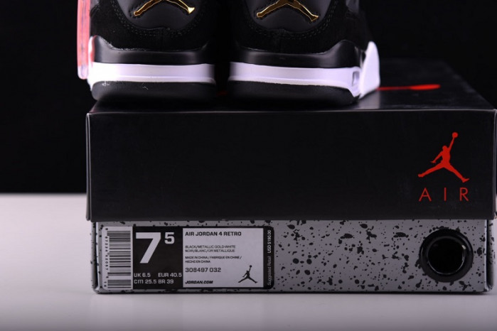 air jordan 4 “royalty” black/metallic gold-white mens 308497-032
