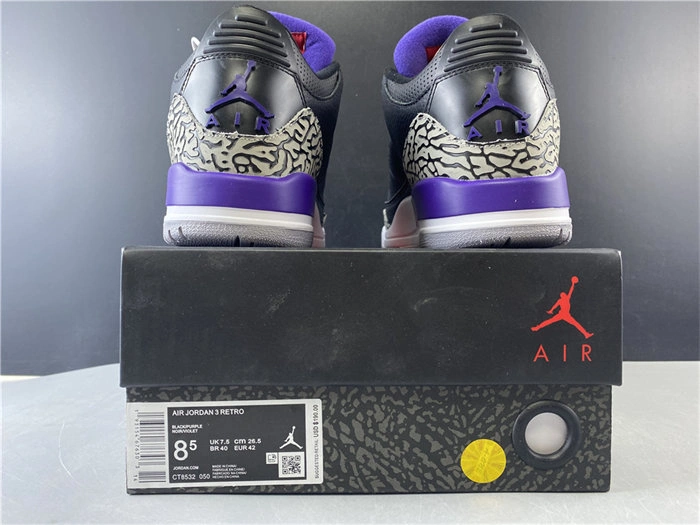 Jordan3 Black Court Purple CT8532- FlexibleFit 3845
