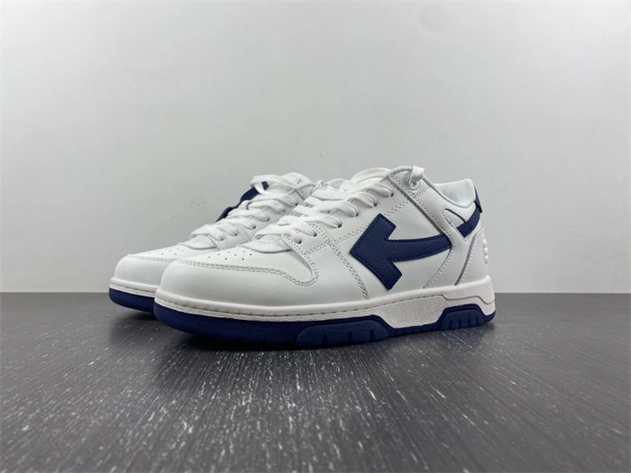 OFF-WHITE Out Of Office OOO Low Tops White White Navy Blue OMIA189F22LEA Flexible 3112